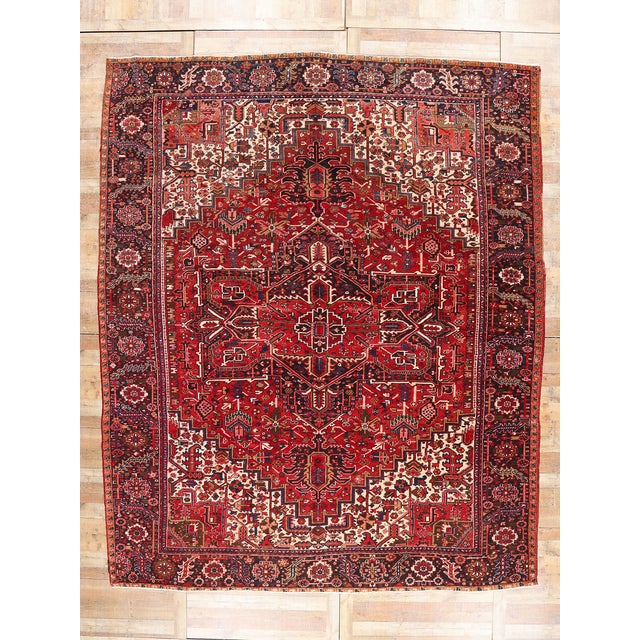 Antique Persian Heriz Rug - 11'07 X 14'01 For Sale - Image 9 of 9