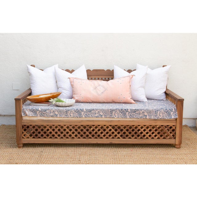 Artisanal 84" Reclaimed Teak Mousharabi Sofa For Sale - Image 9 of 9