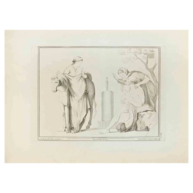 Nicola Billy, Heracles with His Son, Infant Telephus, Etching, 18th Century For Sale