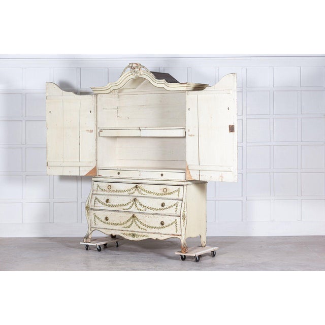Mid 18th Century 18th Century Dutch Painted Linen Press, 1750s For Sale - Image 5 of 18