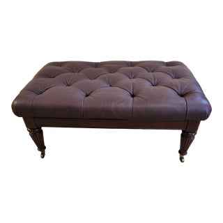 Late 20th Century Tufted Leather Cocktail Ottoman For Sale