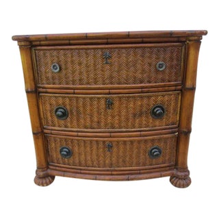1990s Wood Tommy Bahama Island State 3 Drawer Brown Nightstand For Sale