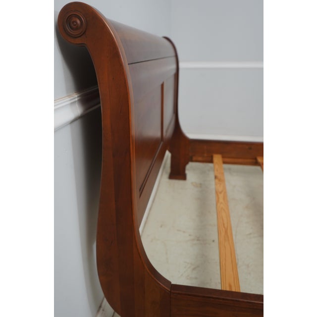 Crescent Cherry Queen Size Sleigh Bed For Sale - Image 4 of 14