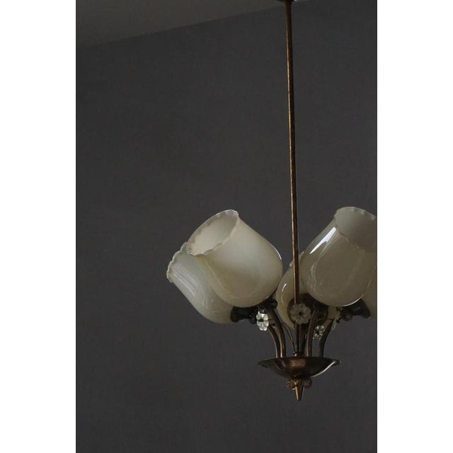 Mid-Century Modern Pendant Light in Brass and Glass, 1950s For Sale - Image 9 of 14