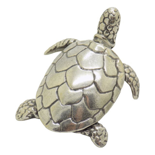 Vintage Italian Handmade Genuine Silver Sea Turtle Caretta Caretta Figurine, 1980s For Sale