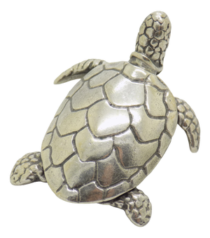 Vintage Italian Handmade Genuine Silver Sea Turtle Caretta Caretta Figurine, 1980s