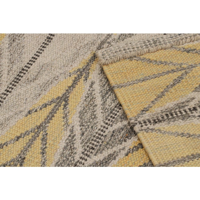 Textile Rug & Kilim’s Scandinavian Style Custom Kilim in Gold & Gray Geometric Patterns For Sale - Image 7 of 7