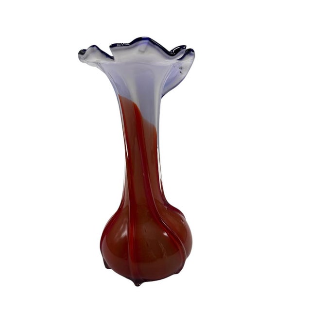 Murano Glass Flower Vase in Blue and Red, Italy, 1960s For Sale - Image 4 of 7