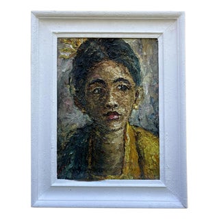 Ngura KK, Portrait of a Girl, 1970s, Oil Painting on Canvas, Framed For Sale