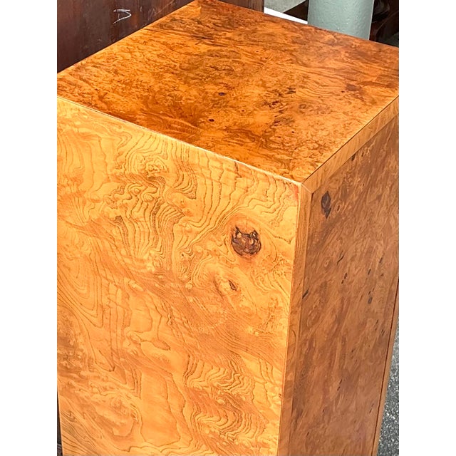 Mid-Century Modern Vintage Burl Wood Pedestal For Sale - Image 3 of 12