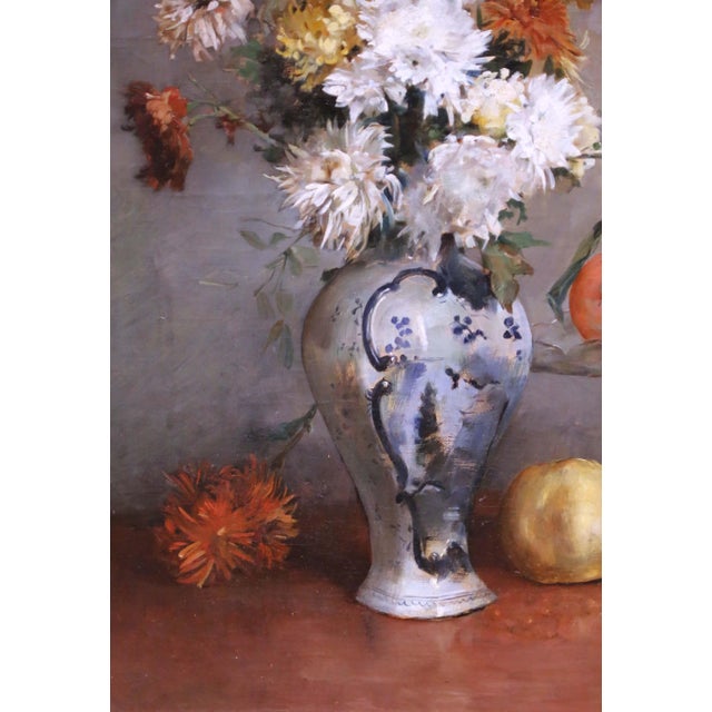 Wood 19th Century French Floral Still Life Oil Painting Signed Jean A. Gonzalez, 1889 For Sale - Image 7 of 14