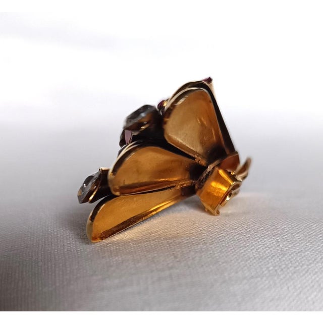 Clip-on Earrings in Brass and Rhinestone, 1980s, Set of 2 For Sale - Image 10 of 11