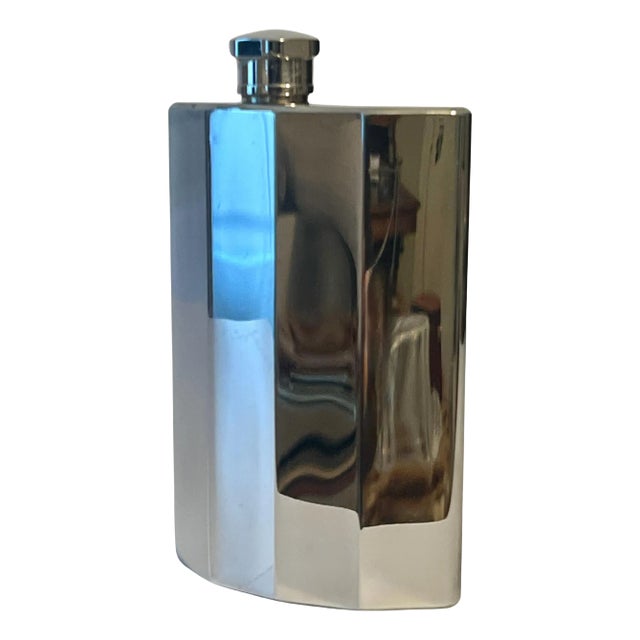 Crescent Shaped Ribbed Flask with Screw Lid For Sale