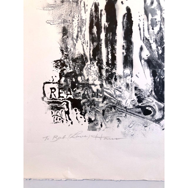 Black Hans Burkhardt, California Abstract Expressionist Linocut Lithograph Ronald Reagan Political Art, 1986 For Sale - Image 8 of 10