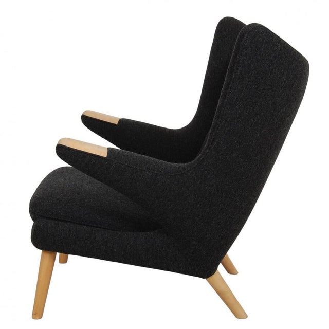 1980s Papa Bear Chair in Dark-Grey Hallingdal Fabric from Hans Wegner, 1980s For Sale - Image 5 of 14
