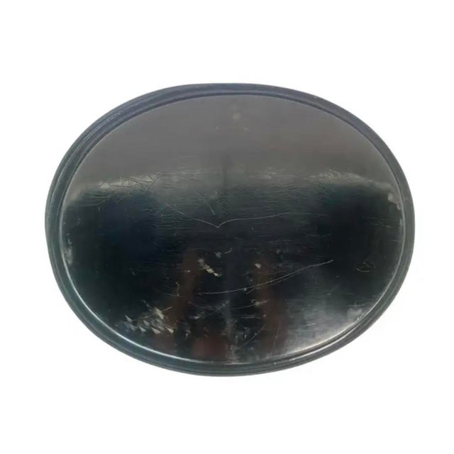 Black Antique Paper Maché Tray Table With Faux Bamboo Base For Sale - Image 8 of 10
