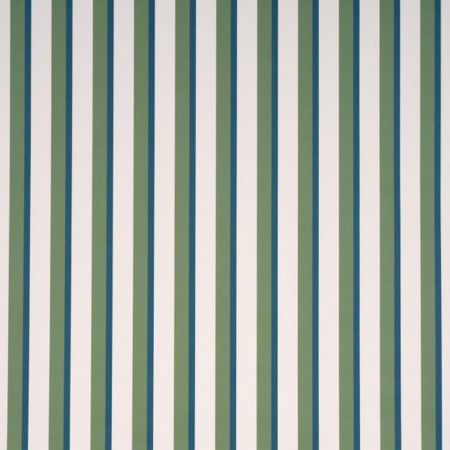 Schumacher Rigsby Stripe Wallcovering In Peacock For Sale In New York - Image 6 of 6