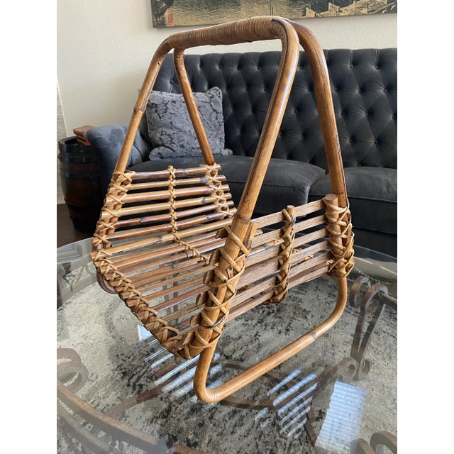 Vintage French Bamboo Magazine Holder For Sale - Image 10 of 10