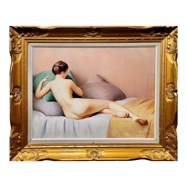 Robert Duflos -Reclined Nude Female -1930s French Oil Painting For Sale