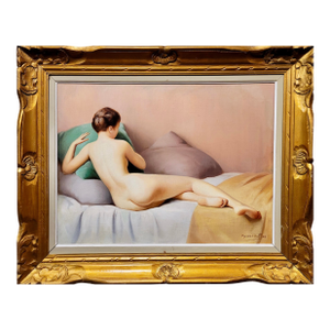 Robert Duflos -Reclined Nude Female -1930s French Oil Painting