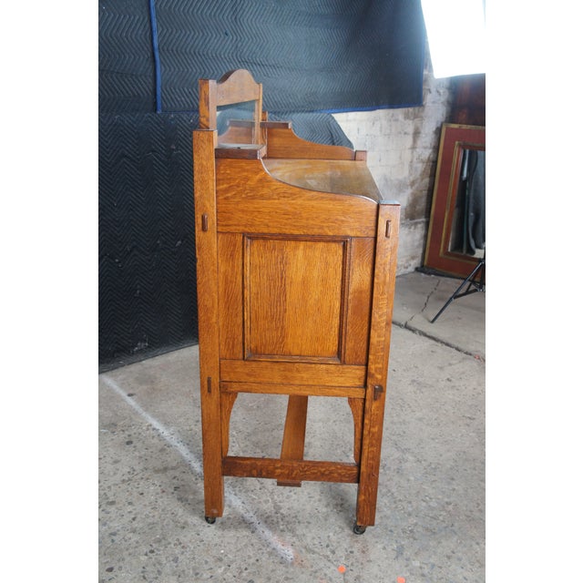 Antique Come-Packt Quartersawn Oak Mission Buffet Sideboard Server W Mirror For Sale - Image 13 of 13