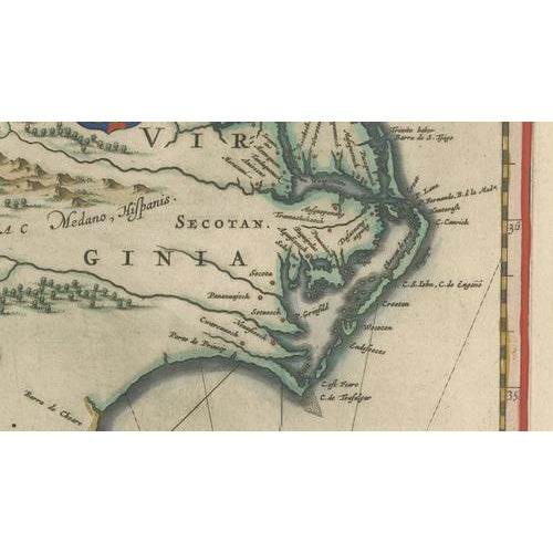Virginia and Florida Map from Blaeu, 1642 For Sale - Image 10 of 13