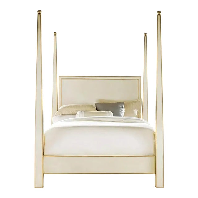 Gustavian Cream Painted Four Poster Bed, US King For Sale