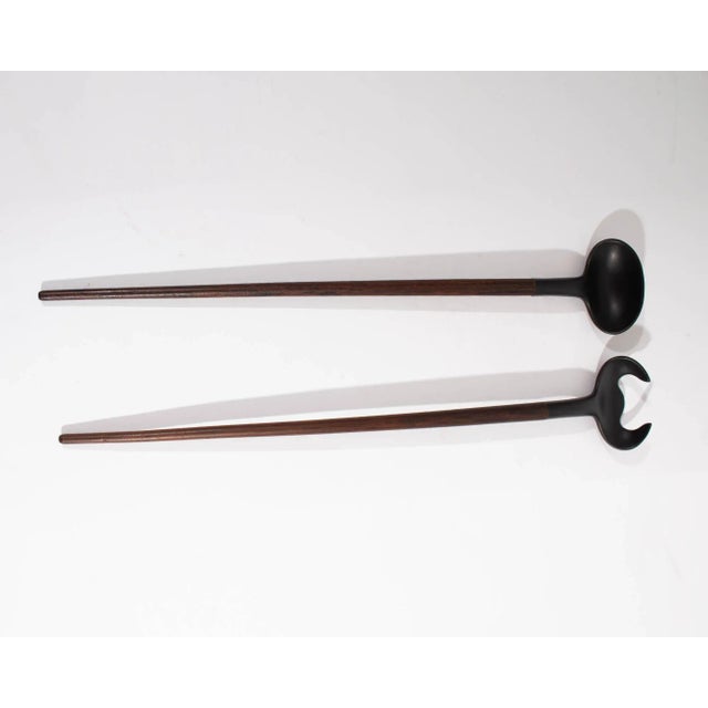 Mid-Century Modern Mid-Century Teak and Melamine Salad Servers For Sale - Image 3 of 4