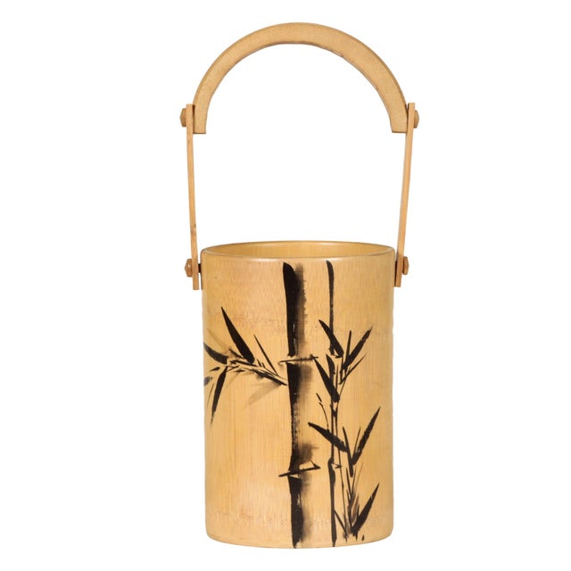 Bamboo Glasses and Bottle Holder Set, 1970s, Set of 6 For Sale - Image 4 of 13