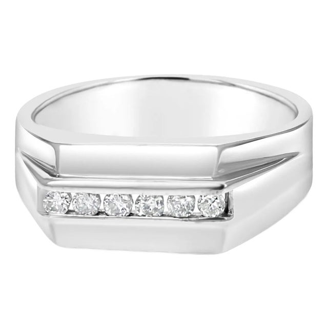 Mens Diamond Wedding Band .23cttw 14k White Gold, Size 10.5 For Sale