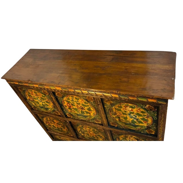 Antique Tibetan Hand Painted Cabinet For Sale In San Antonio - Image 6 of 9