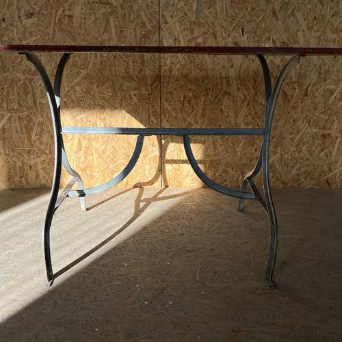 Vintage French Garden Table with Red Top, 1950s For Sale - Image 3 of 4