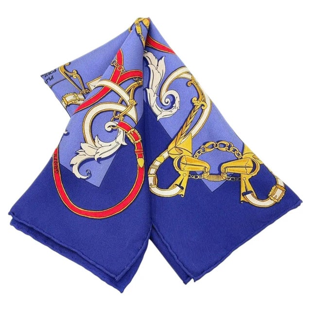 Hermès 21st Century Full Set 41x41 Cm Navy Silk Scarf by Hermès For Sale - Image 4 of 15