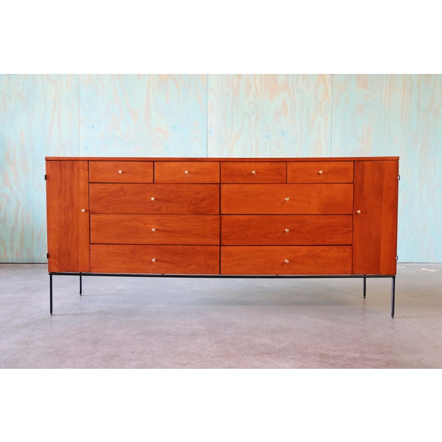 Planner Group 1950s Mid Century Modern Paul McCobb 20 Drawer Chest of Drawers on Iron Base For Sale - Image 4 of 15
