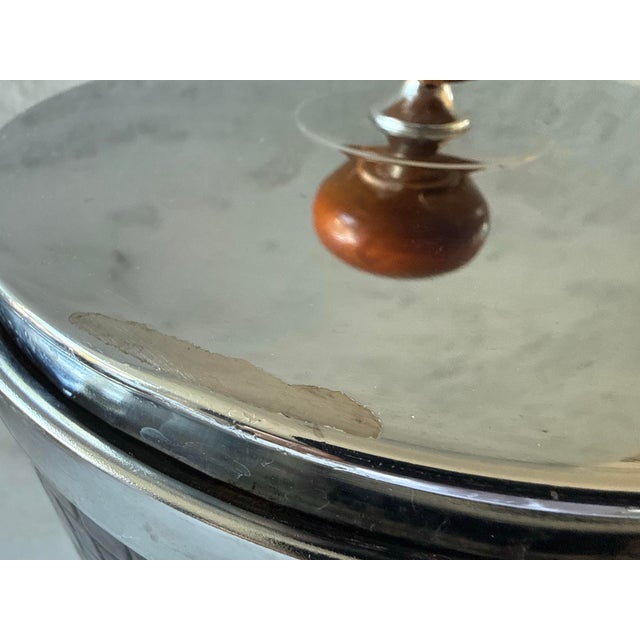 1960s Mid Century Modern Black Faux Alligator, Chrome and Wood Ice Bucket by Kromex For Sale - Image 11 of 11