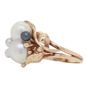 Ming's 14k Gold Double Baroque Pearl Cluster Ring