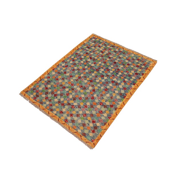 Contemporary Boho Chic Balochi Rosa Hand Knotted Wool Rug - 3'6'' X 4'10'' For Sale - Image 3 of 10