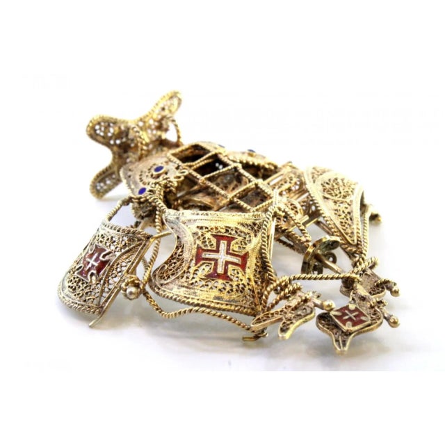 Small Caravel in Gilded Silver Filigree, in Very Good conditions. Designed 1920 to 1949 This piece has an attribution...