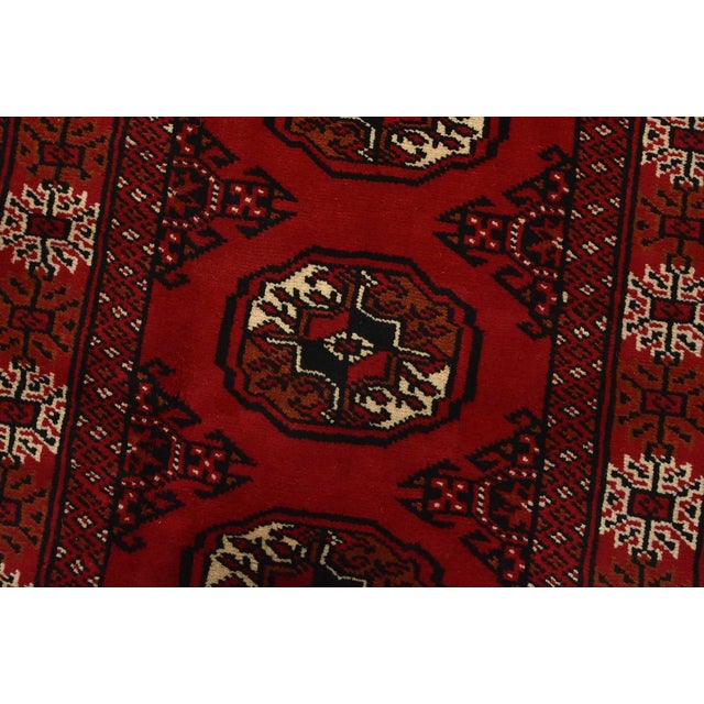 Textile Turkmen Runner 2’7” X 9’2” Red Wool Vintage Tribal Hand-Knotted Oriental Rug For Sale - Image 7 of 12