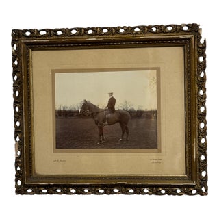 Framed English Photograph of a Man on a Horse For Sale