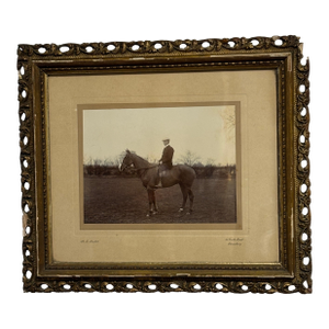 Framed English Photograph of a Man on a Horse