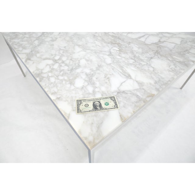 Solid Stainless Steel Marble Top 42x42 Square Mid Century Modern Coffee Table For Sale - Image 14 of 15