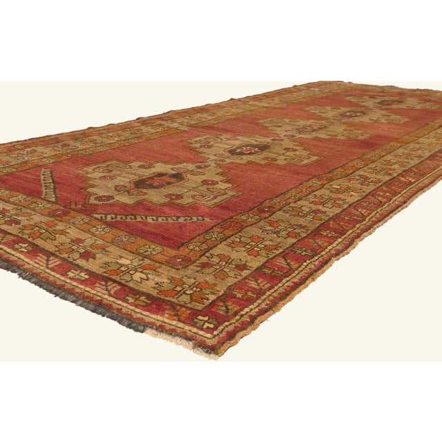 50468 Vintage Turkish Oushak Rug, 05'04 x 12'03. The Anatolian Legacy: A Vintage Turkish Oushak Masterpiece of Tribal...