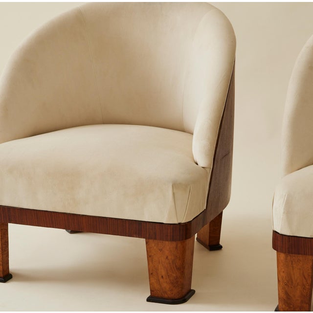 Wood French Art Deco Cocktail Chairs With Wood Detail, a Pair, 1940's For Sale - Image 7 of 9