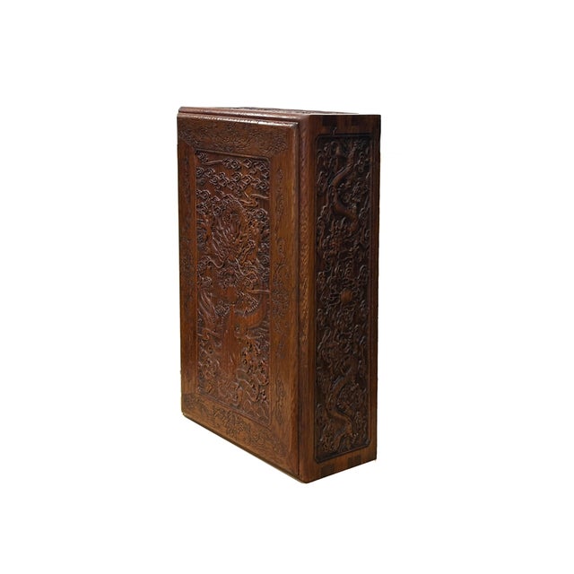 Oriental Cloud Scroll Dragons Relief Motif Treasure Chest Box For Sale - Image 10 of 10