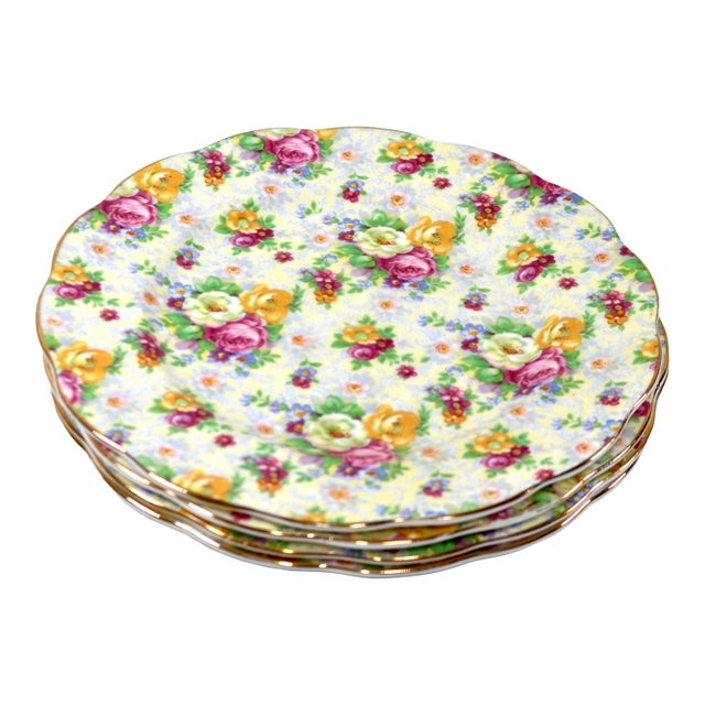 1950's Royal Albert "Rosetime" Chintz Dessert/Salad Plates - Set of 4 For Sale