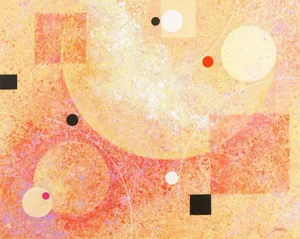'Abstract in Coral and Gold' by John Franklin Sommers, 1987