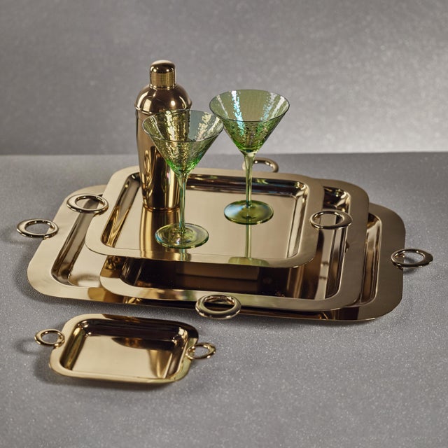 Contemporary Ollie Gold Polished Brass Serving Tray, 21.25" x 15.5" For Sale - Image 3 of 5