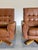 Mid-Century Modern Mid Century Caramel Leather and Beech Swivel Chairs, Baseball Glove Stitching, 2 Pieces For Sale - Image 3 of 10