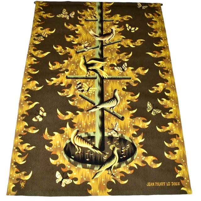 Jean Picart Le Doux, Art Deco French Modernist Handmade Aubusson Gobelin Tapestry Jean Picart Le Doux, c.1950's For Sale - Image 11 of 18